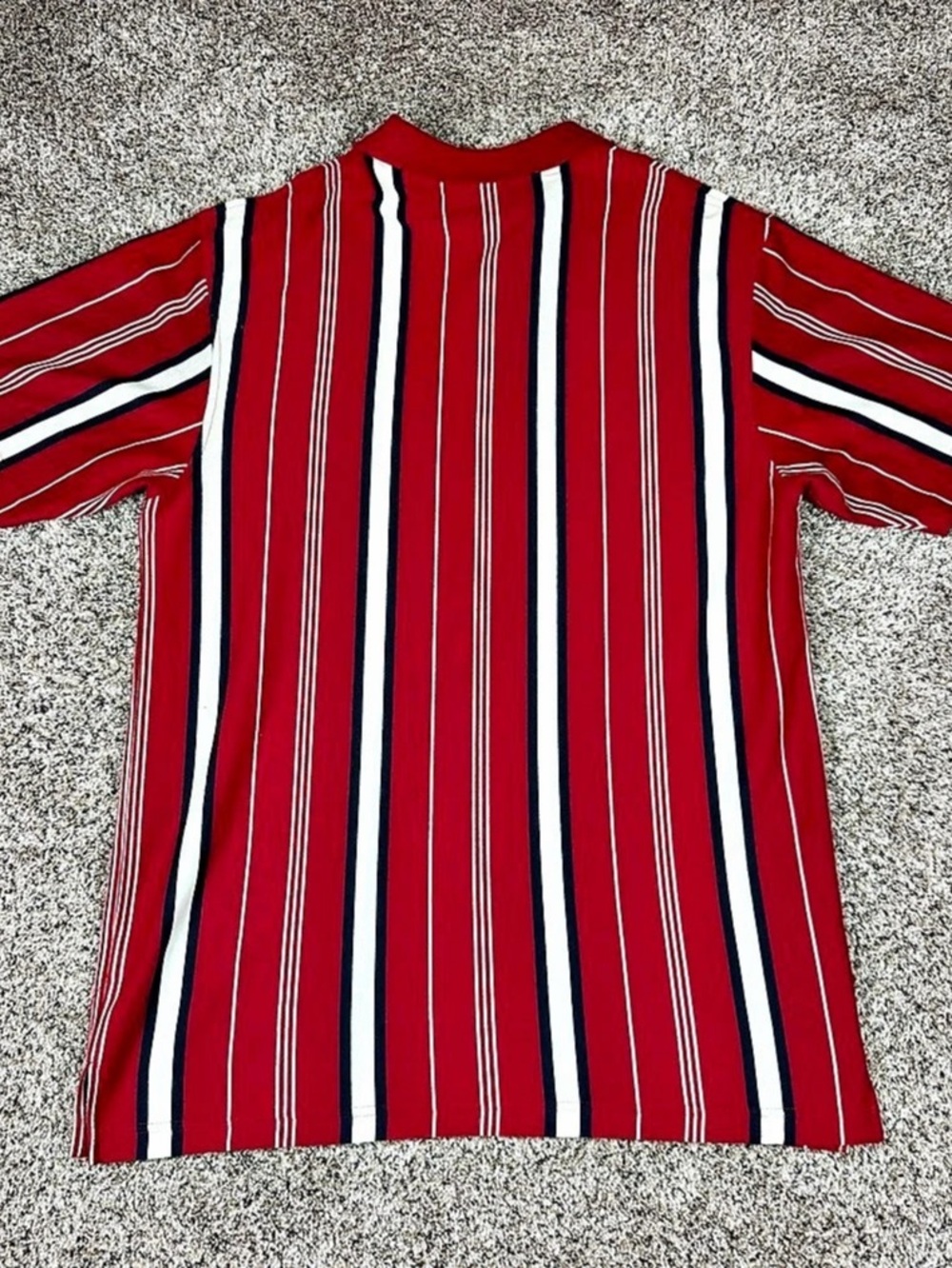 Vintage Sz Large Men’s Puritan Vertical Striped Polo Shirt Red White Blue - Picture 2 of 8